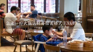 急求一份火锅店财务报表格式(EXCEL),